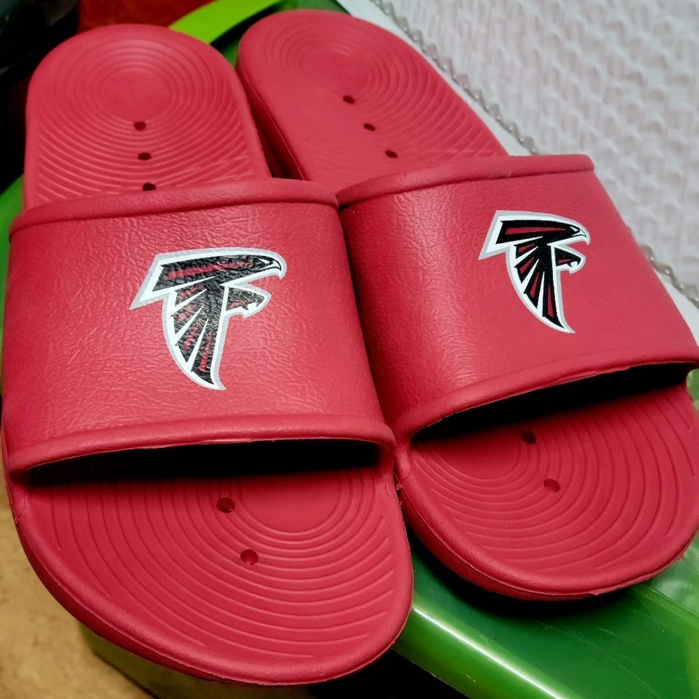 Men's Size L (11-12) "Atlanta Falcons" Slides in Red/Black/White